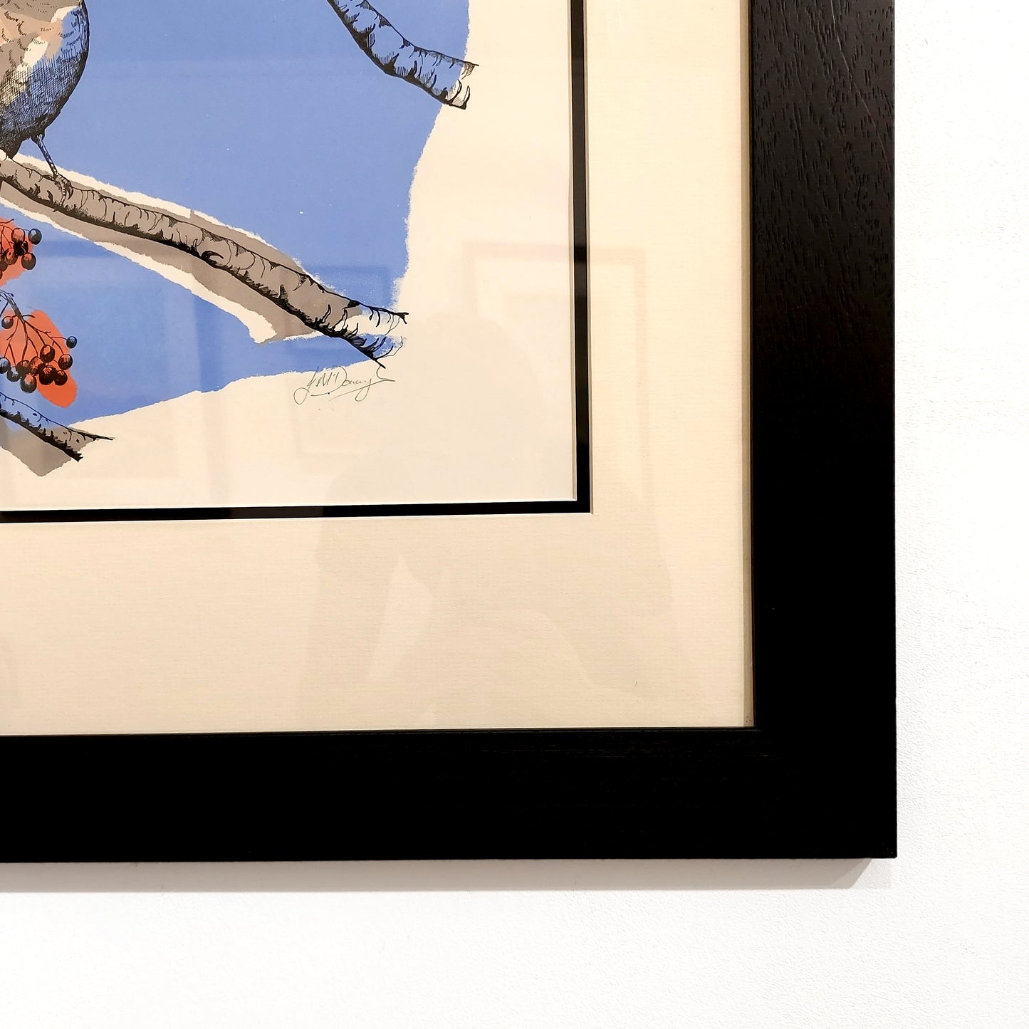 Joanna McDonough | Bullfinch Love - Screenprint with Pen and Ink