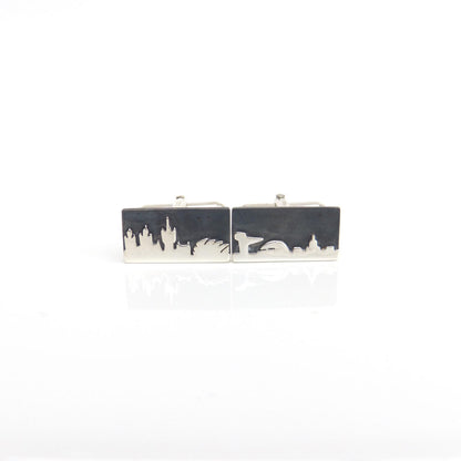 Jen Cunningham | Glasgow Skyline Cufflinks | Polished and Oxidised