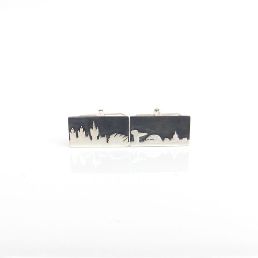 Jen Cunningham | Glasgow Skyline Cufflinks | Polished and Oxidised