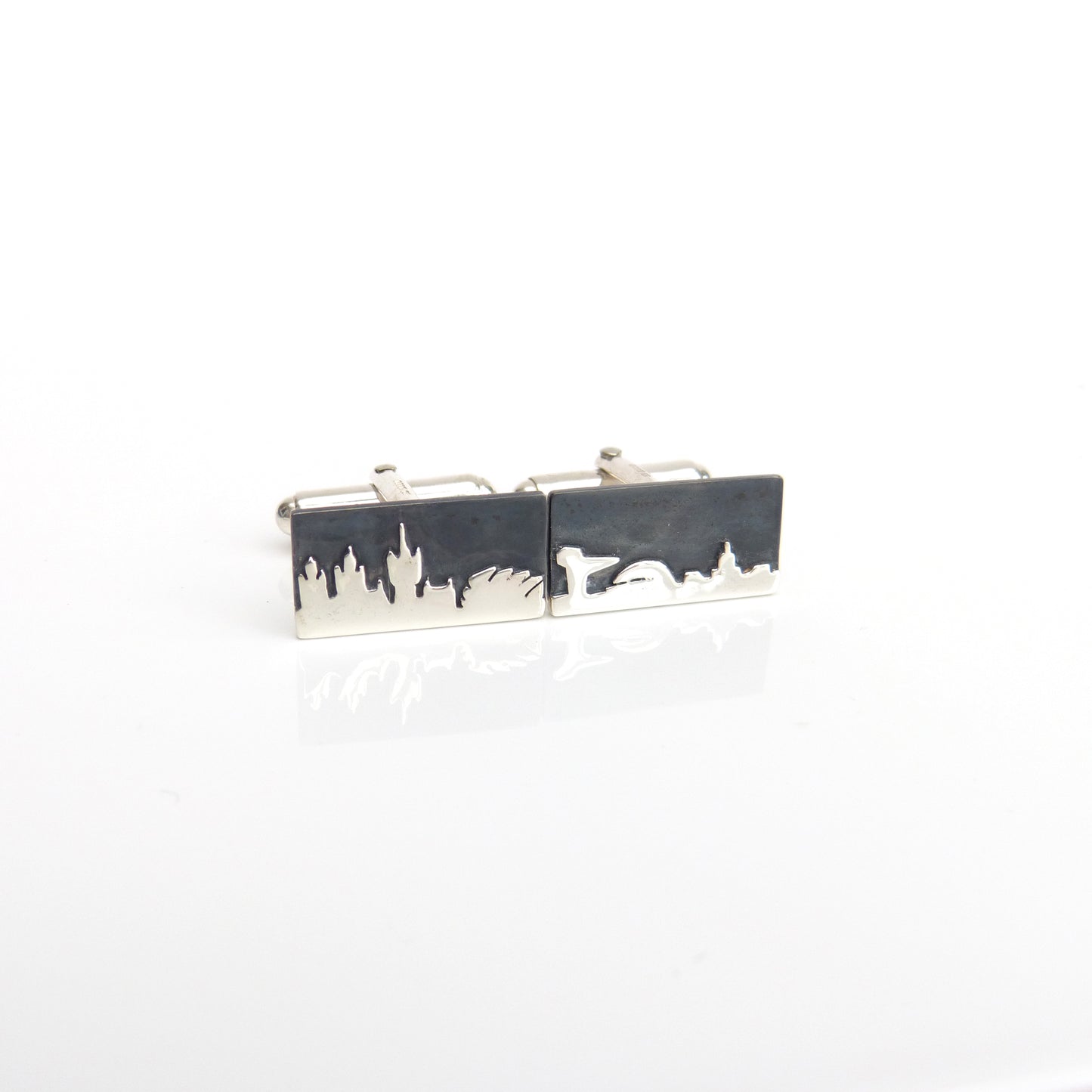 Jen Cunningham | Glasgow Skyline Cufflinks | Polished and Oxidised