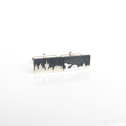 Jen Cunningham | Glasgow Skyline Cufflinks | Polished and Oxidised