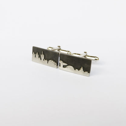 Jen Cunningham | Glasgow Skyline Cufflinks | Satinised and Oxidised