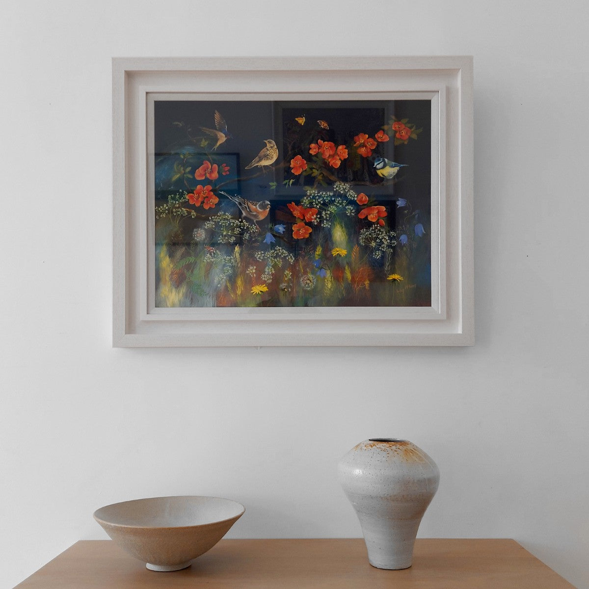 Lesley McLaren | Birds on a Flowering Quince Branch